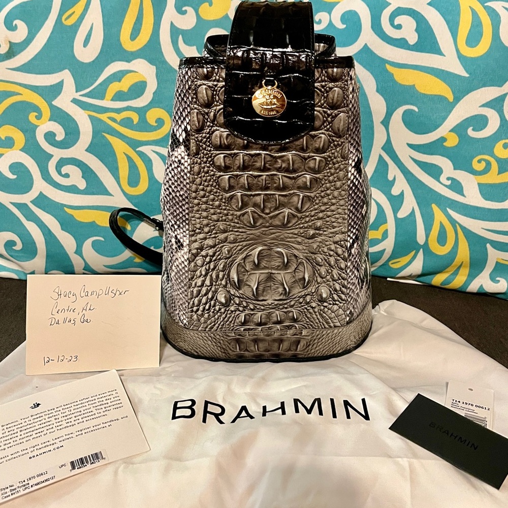 Brahmin Steel Fontaine Backpack Mint Condition Gorgeous!!